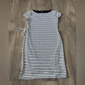 Sharagano Black and White Midi Dress with Classic Charm Size 6 Business Casual